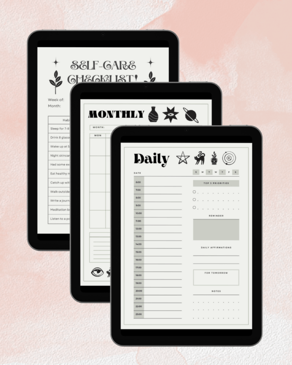 digital Planners - Weekly, Daily and Self-Care Checklist